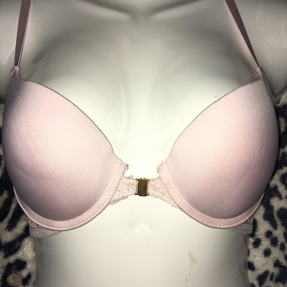 Jessica Simpson Pink Lace Front Snap T-Back Adjustable Bra